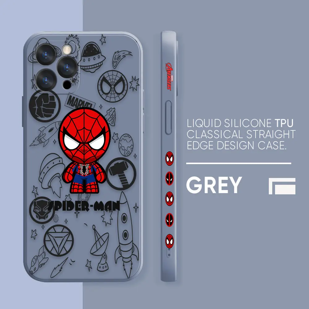 thumbnail image 1 of Case For iPhone 14 13 12 11 Pro XS Max Mini X XR 7 8 6 6S Plus Colour Simple Liquid Silicone Case Marvel's Spider-Man Deadpool, 1 of 5