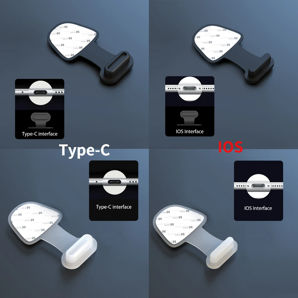 IOS C/8Pin Silicone Phone Charging Port Dust Plug for iPhone Anti-lost Cap  Anti-Lost Dust Plugs for iPad Tablet Mobile Phone