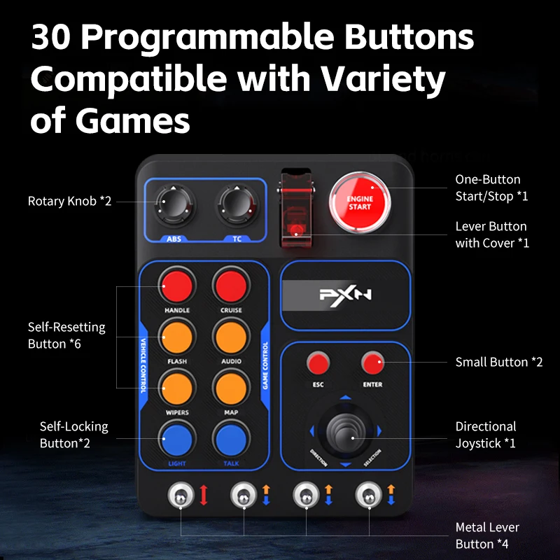 PXN CB1 simulateur course boîte de commande centrale touches multifonctions boîte de commande RGB pour simulateur de camion EURO jeu de course PC personnalisé