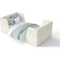 Toddler Bed, Toddler Floor Bed Frame with Guard Rails, Kids Bed for Ages 2-6 Years, Small Bed for Kids Girls and Boys 2