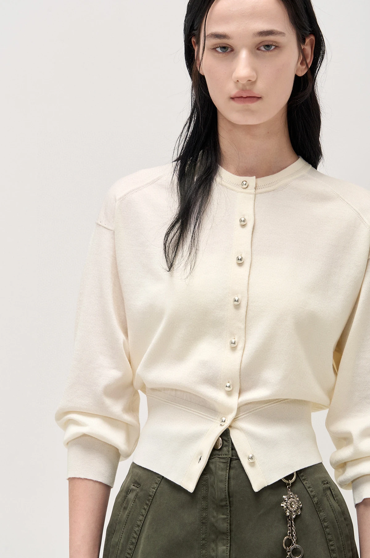 Spring round Ne Knitted Open Cardigan Korean Sle Slim Fit Soft Cotton Blend Long Sve ort Length Breathable Ladies Sw...