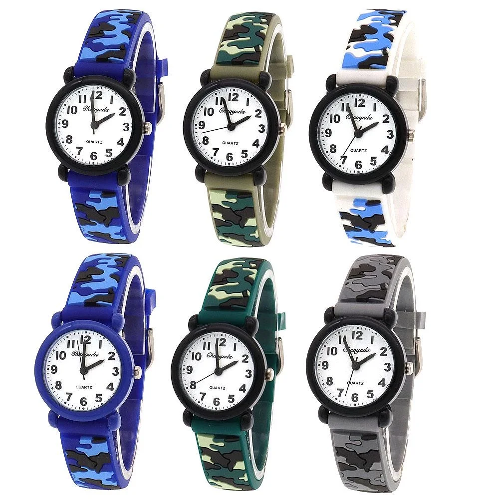 Boys Girls Fashion Camouflage Silicone Strap Quartz Watches Children Kids Students Digital Cool Waterproof Clocks 6