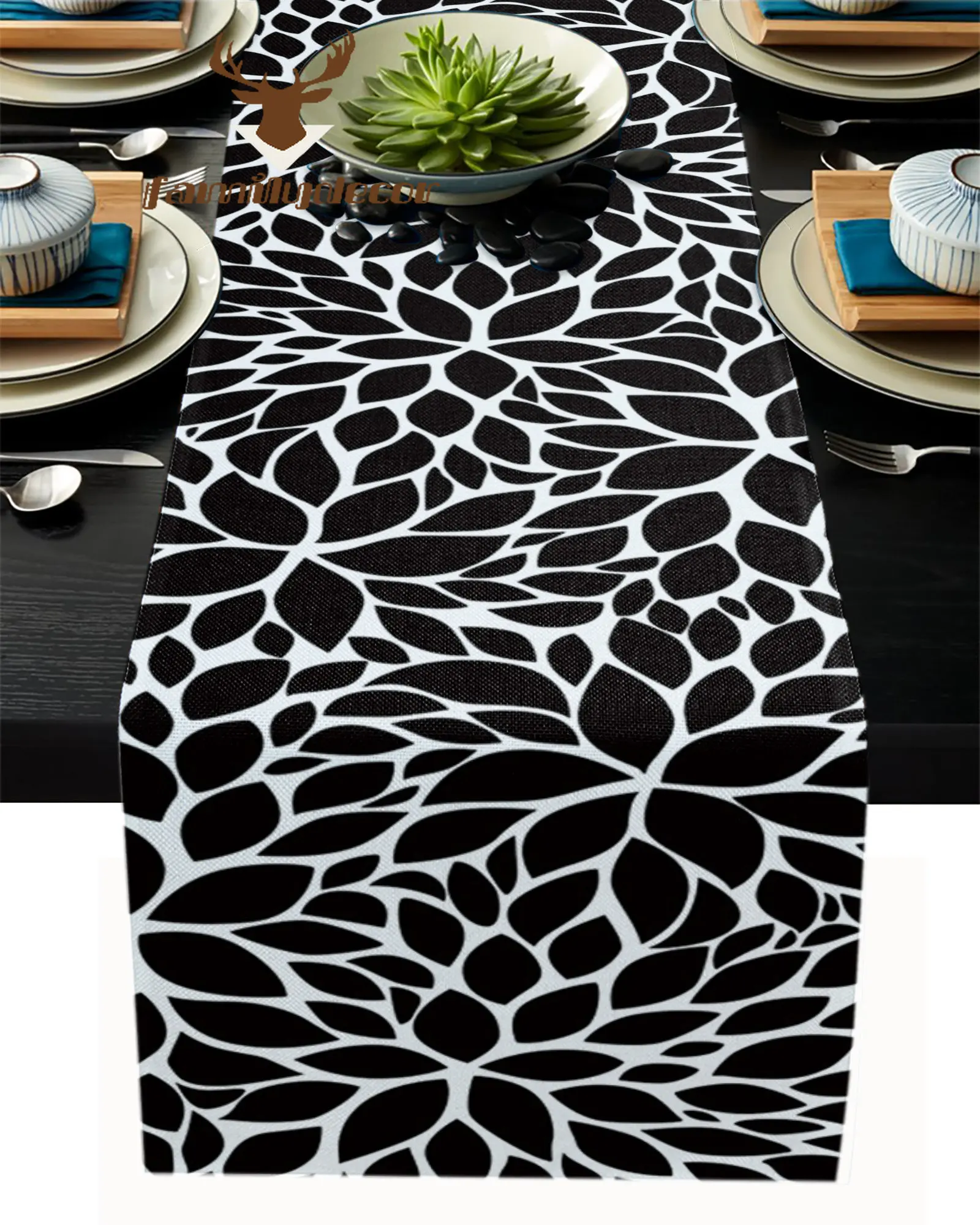 Flower Dahlia Table Runner Luxury Home Dining Table Coffee Table