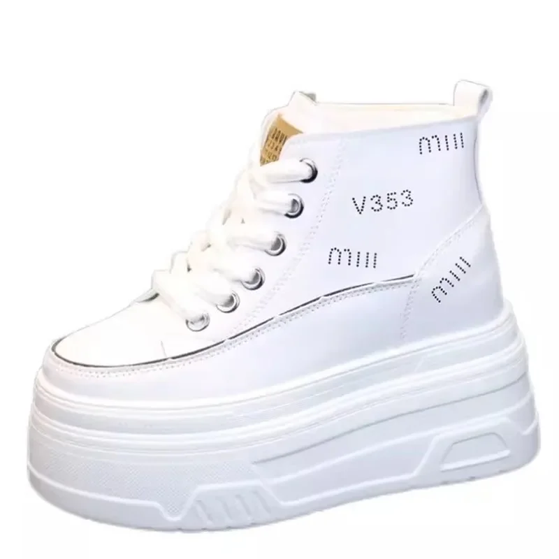 Scarpe da ginnastica alte alla moda Scarpe con zeppa bianche con
