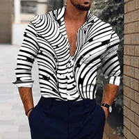 Men Music Note Print White Shirt Social Dress Streetwear Fashion Casual 3d Digital Print Lightweight Breathable Long Sleeve Tees - Image 3