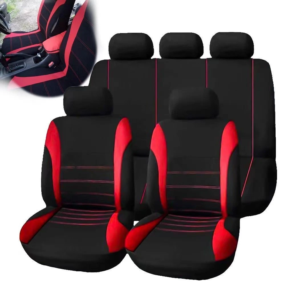 Brand Car Seat Covers Set Universal Fit Most Cars Covers With Tire Track Detail Styling 9pcs Car