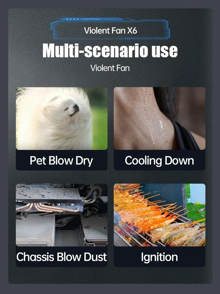 X6 강력 에어 블로워 200000RPM 브러시리스 폭풍 팬 진공 먼지 청소기 강풍 53m/s 터보 제트 블로워 타입-C 충전식