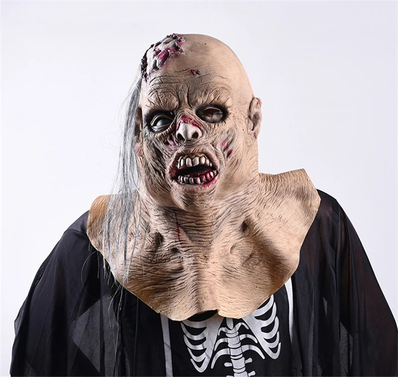 

Halloween Zombie Mask Props Horrific Ghost Trick Props Realistic Masquerade Halloween Mask Long Hair Ghost Scary Mask Gifts