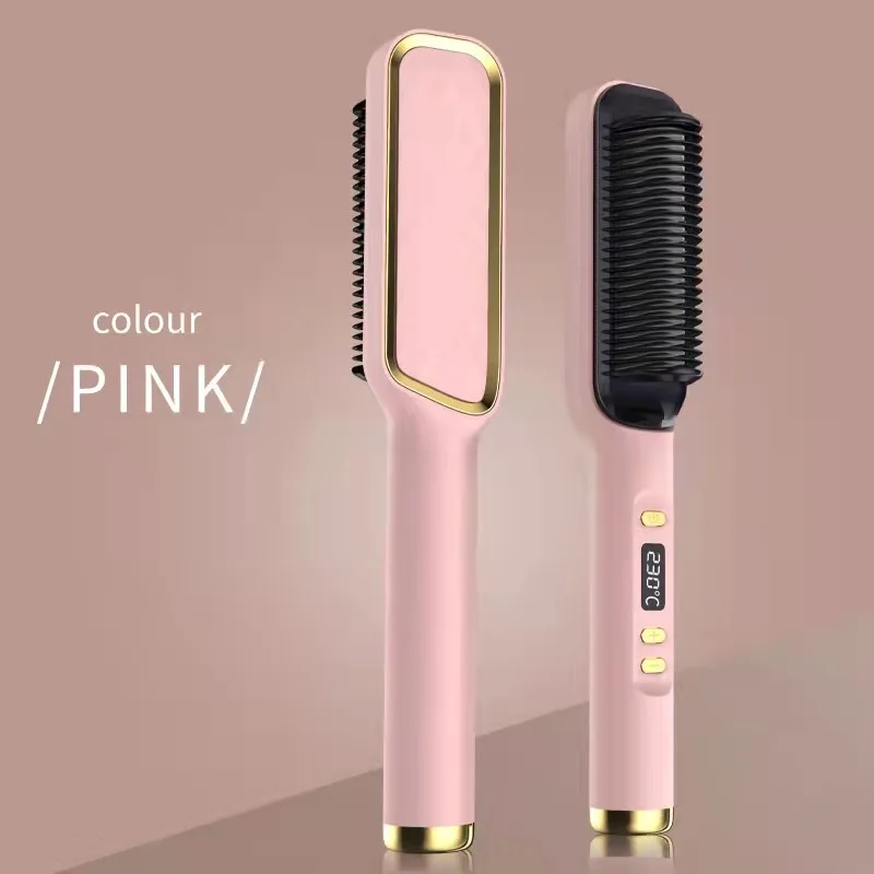 2024 High Quality Hair Comb OEM Straighten Hair Brushes Lady Gift Fast Heated Electric Beauty Makeup Woman Hair Straighten Comb