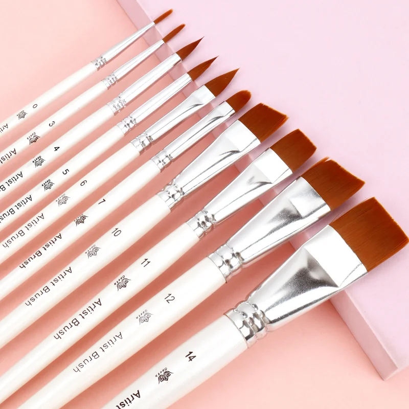 10pcs 다기능 아트 페인팅 브러쉬 세트 아티스트 아트 페인팅 후크 라인 수채화 구아슈 유화 브러쉬 아트 용품