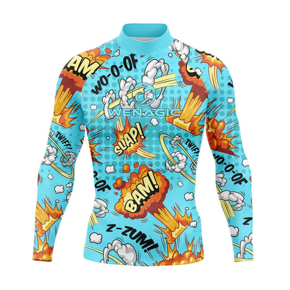 Wenagic Rashguard Surfing Clothing Men's Long Sleeve Uv Protection Swim T-Shirt Diving Rash Guard Beach Apparel Shirt Surfing