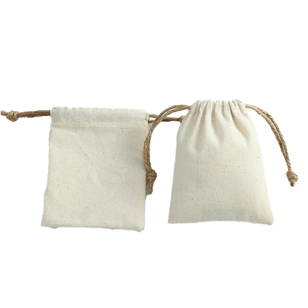 10 stücke Weiß Kordelzug Baumwolle Taschen Musselin Beutel Für Schmuck Verpackung Geschenk Süßigkeiten Hochzeit Party Gefälligkeiten Lagerung Wohnkultur – Detail 1