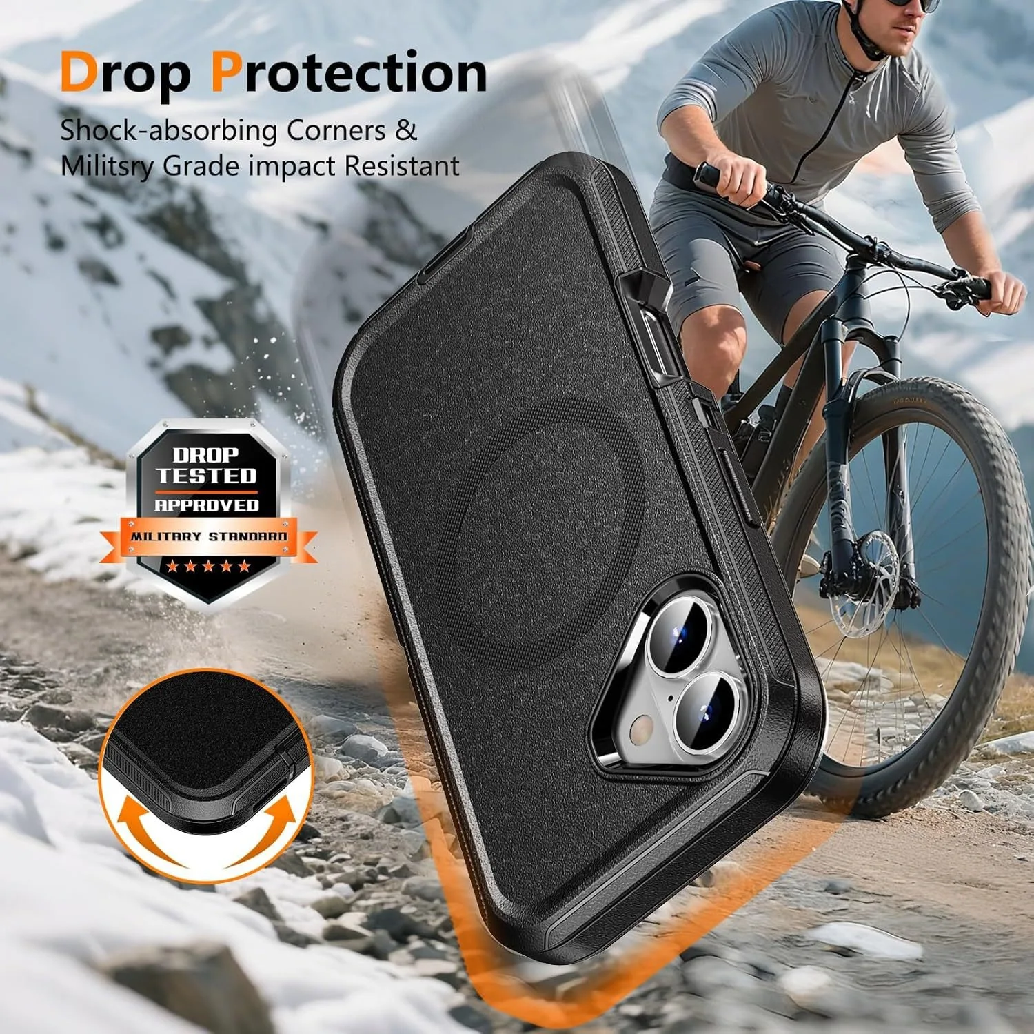 Heavy Duty Magnetic Rugged Armor Case - Shockproof Protective Cover Compatible with MagSafe Charging