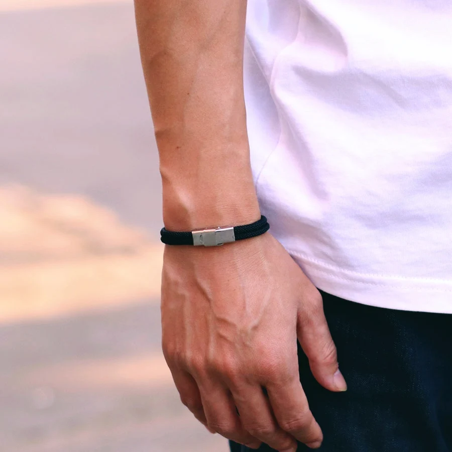 Stainless Steel Rope Bracelet for Men Double Layer Nautical