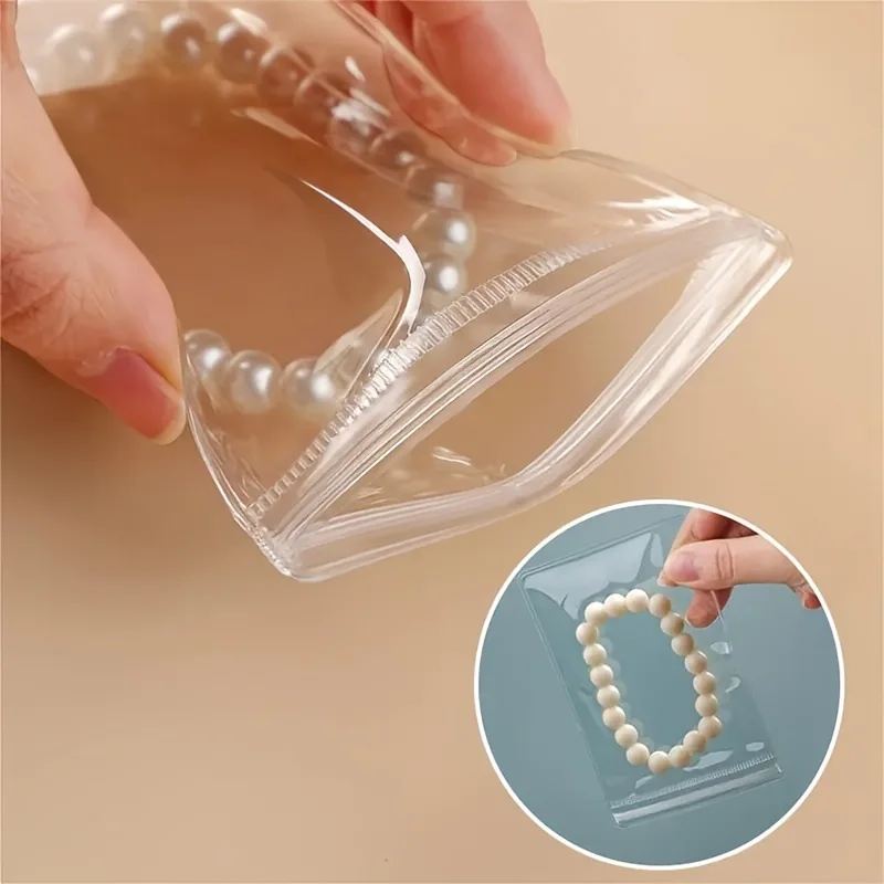 Transparent PVC Jewelry Pouches - Ziplock Travel & Display Bags (50-Pack)