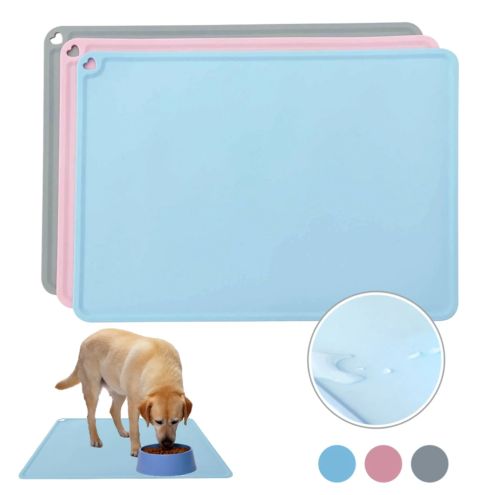 Dog Food Mat - Waterproof Dog Bowl Mat, Silicone Dog Mat for Food and Water,  Pet Food Mat with Edges, Dog Food Mats for Floors, Nonslip Dog Feeding Mat  