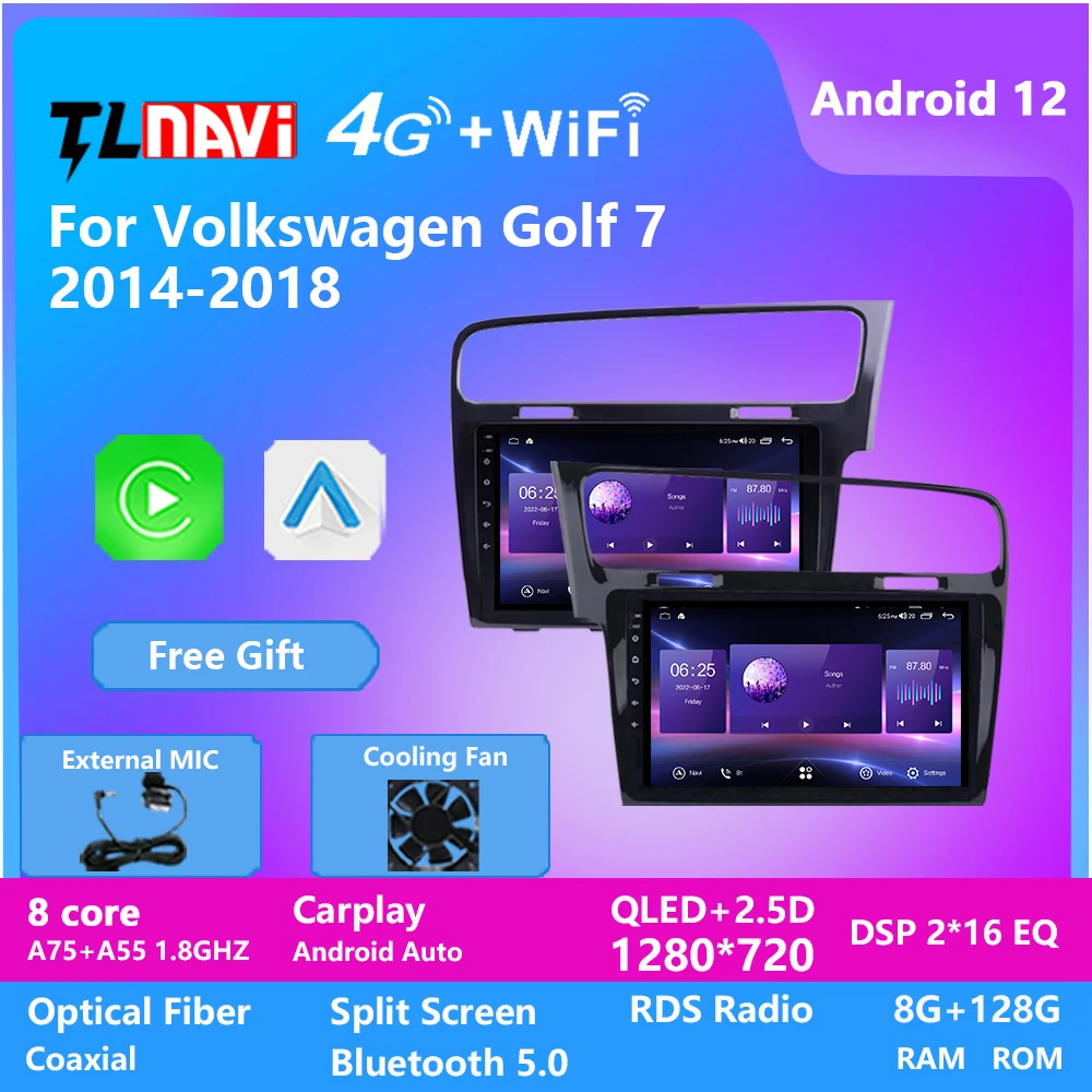1280X720 Qled 10.1 Pollici Android 12 2Din Autoradio Gps Navi Stereo Multimedia Player Per Volkswagen Golf 7 2014 - 2018