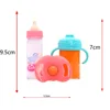 Large size Baby Doll Feeding Bottle Set Baby Care Toy Stroller 2pcs Milk And Juice Bottles With Toy Pacifier For Baby Dolls 6