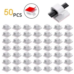 Clear Adhesive Cable Clips - 50PCS Pack for Indoor & Outdoor Cable Management, Strong Stick Cord Holder for Versatile Use (50pcs White)