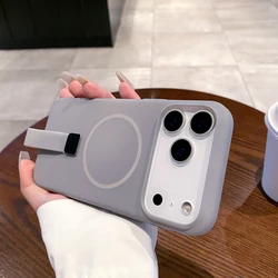 Luxury MagSafe Phone Case with Hand Strap - Magnetic Bumper Liquid Silicone Cover - iPhone 12 Pro Max (GRAY)