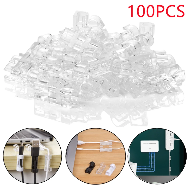 

Cable Clips Organizer Drop Wire Holder Cord Management Self-Adhesive Cable Manager Fixed Clamp Wire Winder Cable Holders