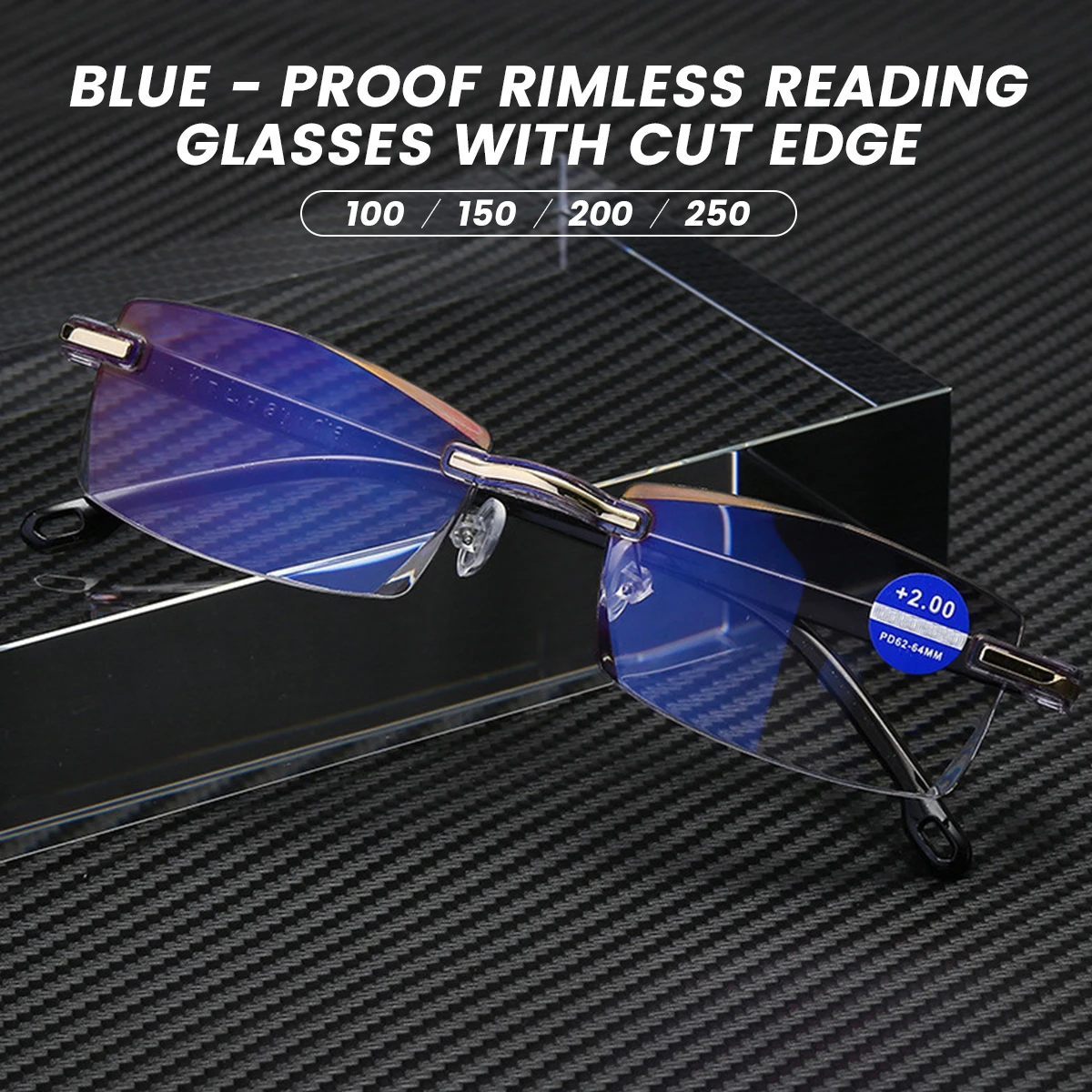Lesebrille randlose Brille blaues Licht blockiert Business-Brille für Computer arbeit Lesebuch Zeitungen Zeitschriften Unisex – Detail 1