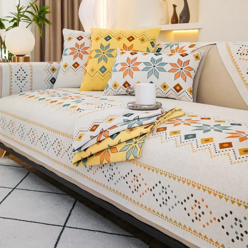 Chenille Sofa Cover Living Room Jacquard Four Season Universal Couch Cushion Anti Slip Armrest Combination Pad 6