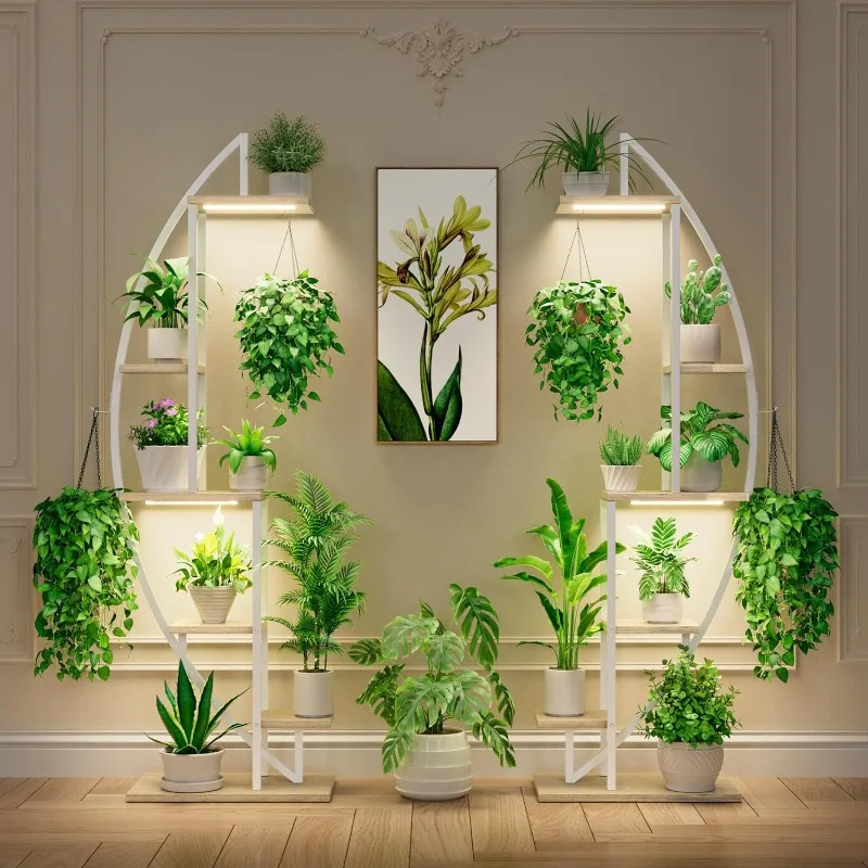 6 Tiered Tall Plant Stand Indoor with Grow Lights 63" Metal Stand for Indoor Plants Multiple plant stand