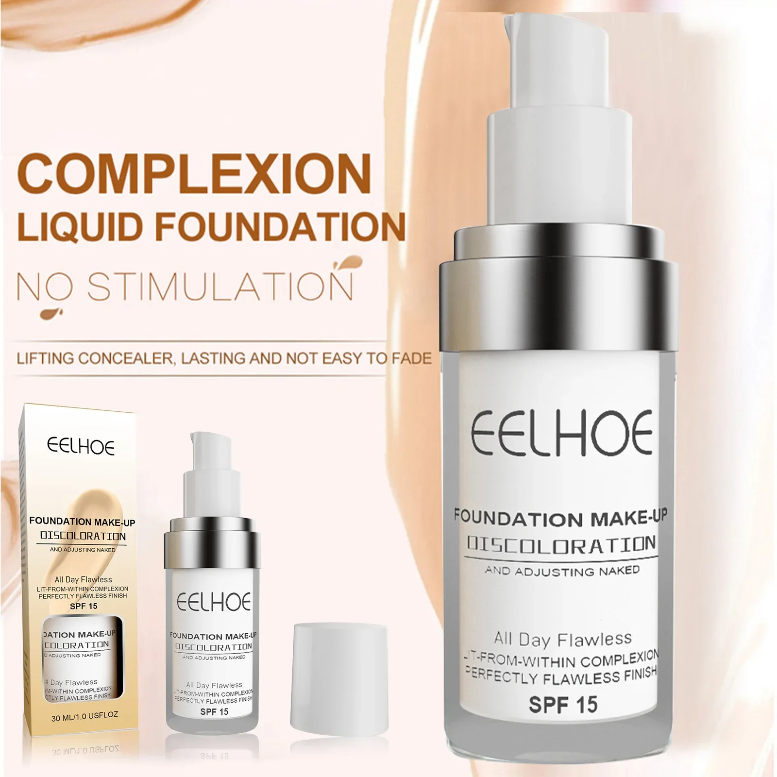 30ml Liquid Foundation Color Changing Brighten Skin Tone Concealer Moisturizing Waterproof High Coverage Base Makeup Cosmetics liquid foundation makeup cosmetics waterproof foundation