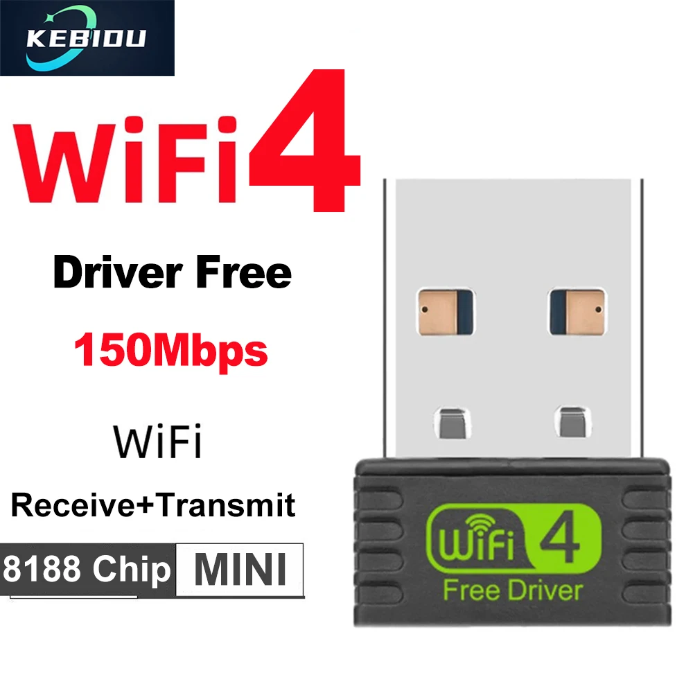 2.4GHz 무선 미니 USB Wifi 어댑터 802.11N 150Mbps 네트워크 카드 WiFi 수신기 데스크탑 노트북 RTL8188 용 동글 무료 드라이버