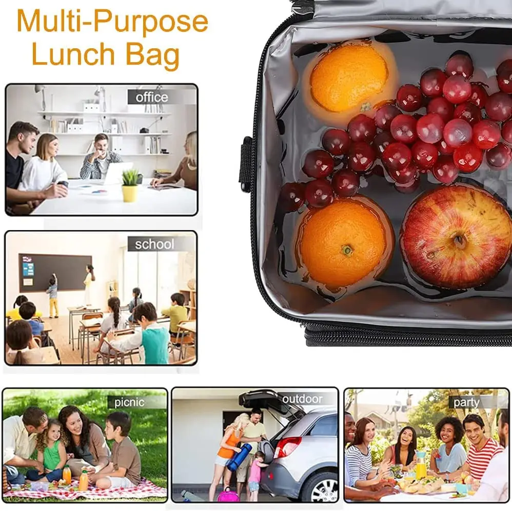 Lunch Tote Bag Portable Thermal Insulated Lunch Shoulder Food Bag Large Cooler Picnic Bags Box for Women Men Thermo