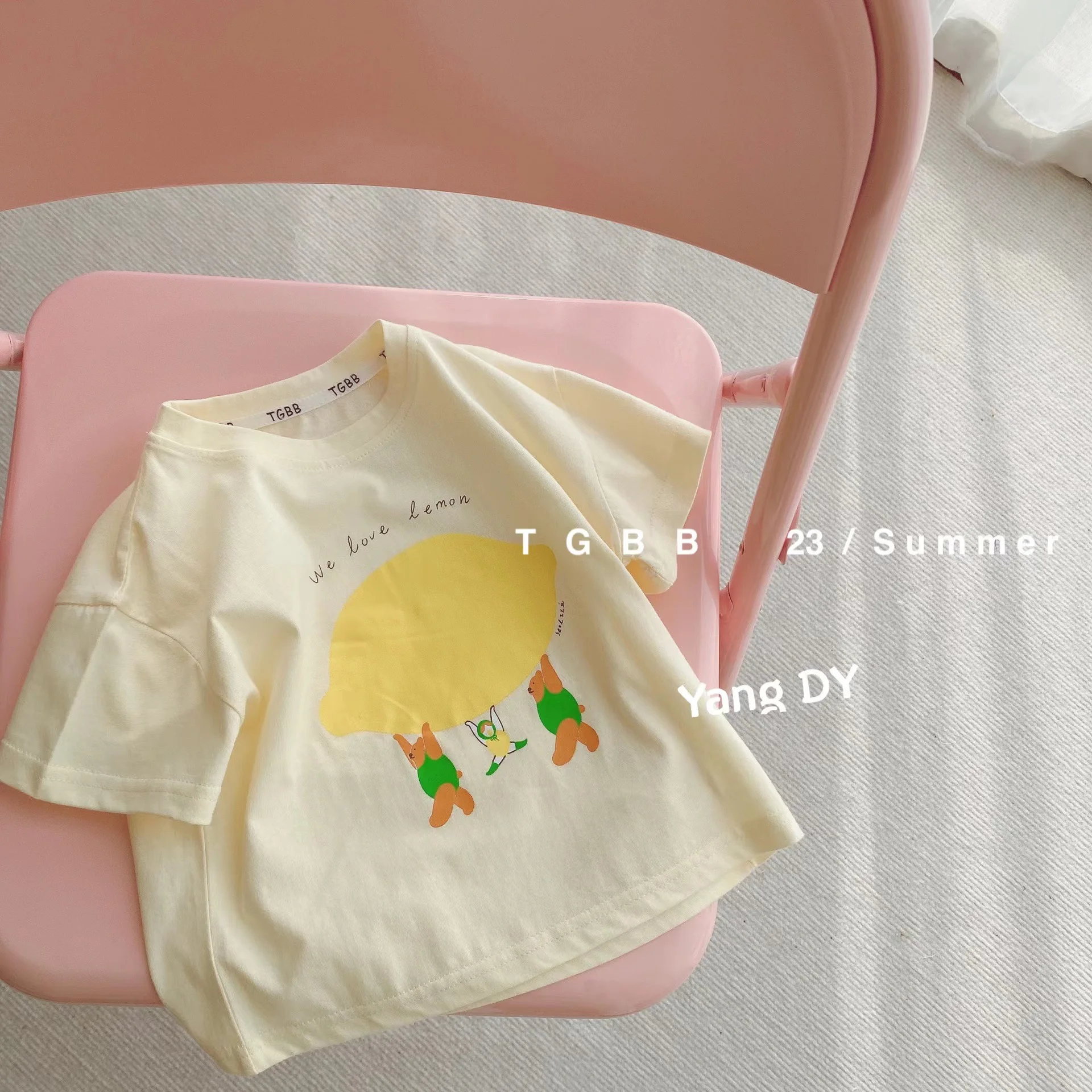thumbnail image 1 of Camisetas coreanas de verano 2024 para niños y niñas, camisetas finas informales con estampado de dibujos animados de muselina para niñas, camisetas geniales de manga corta para niño niña, 1 of 5