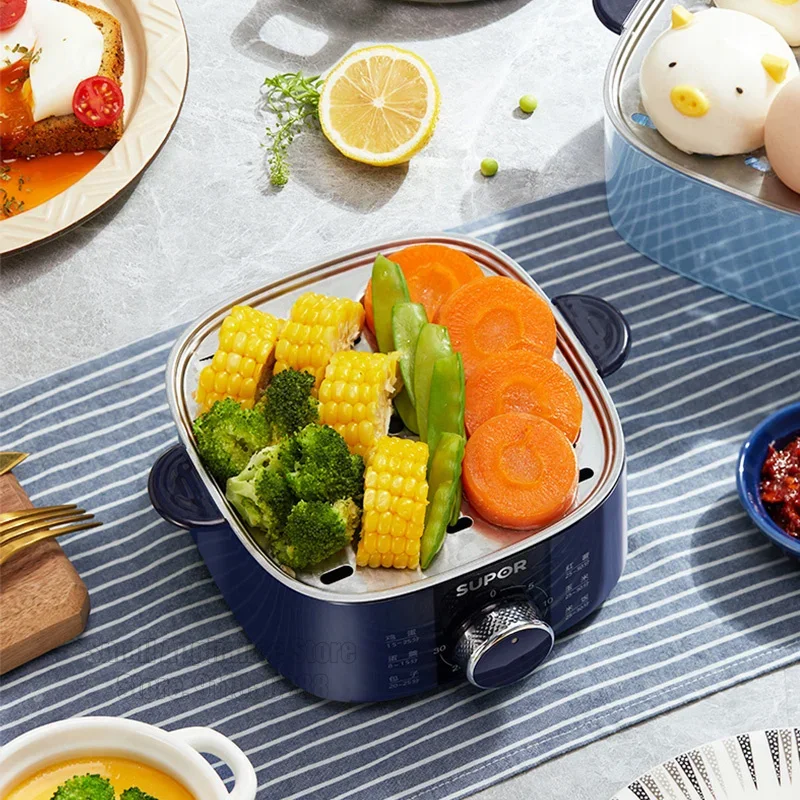 SUPOR Steamer Electric Steam Pot Cooking Steaming Home 2-layer Transparent Food Dumplings Household Pan Warmer Multicooker 220V