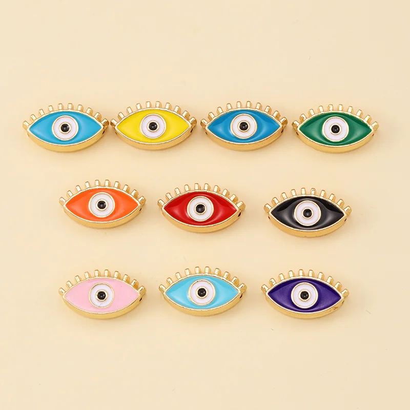 6pcs türkische böse Blick Perlen Boho Emaille Spacer Perlen Charme für Schmuck herstellung liefert DIY Designer Armband Anhänger Zubehör – Detail 11