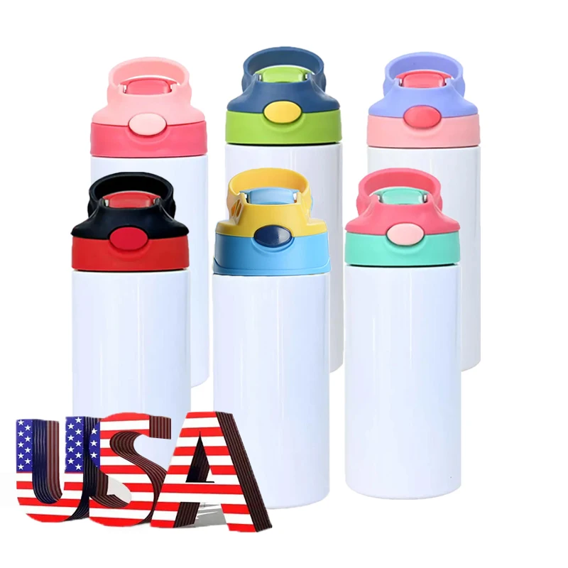 Wholesale 12oz Sublimation Kids Tumbler Blank Sippy Cup with Straw  Stainless Steel Water Bottle For Children Gifts 5 Colors - AliExpress