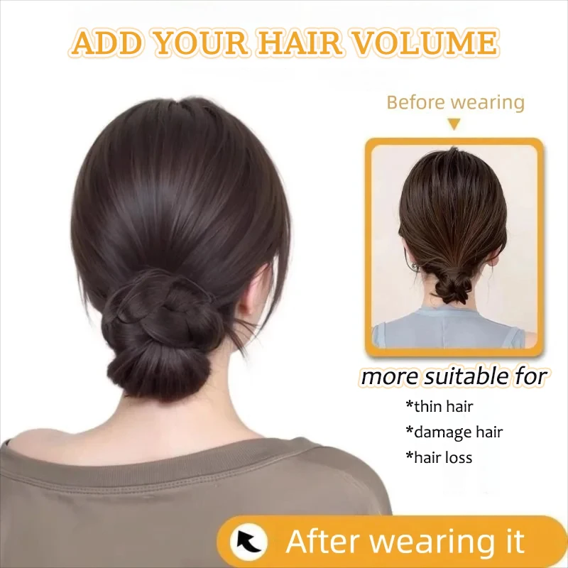 LUPU Hair Clips for Hair Hair Accessories Wig Low Hair Bun Synthetic Natural False Braided Black Brown Updo Hair Women Hairpiece