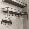Bathroom Rack Punch-free Bathroom Shelf Toilet Space Aluminum No Drill Hanging Rack Bathroom Organizer Hang on the Wall 3