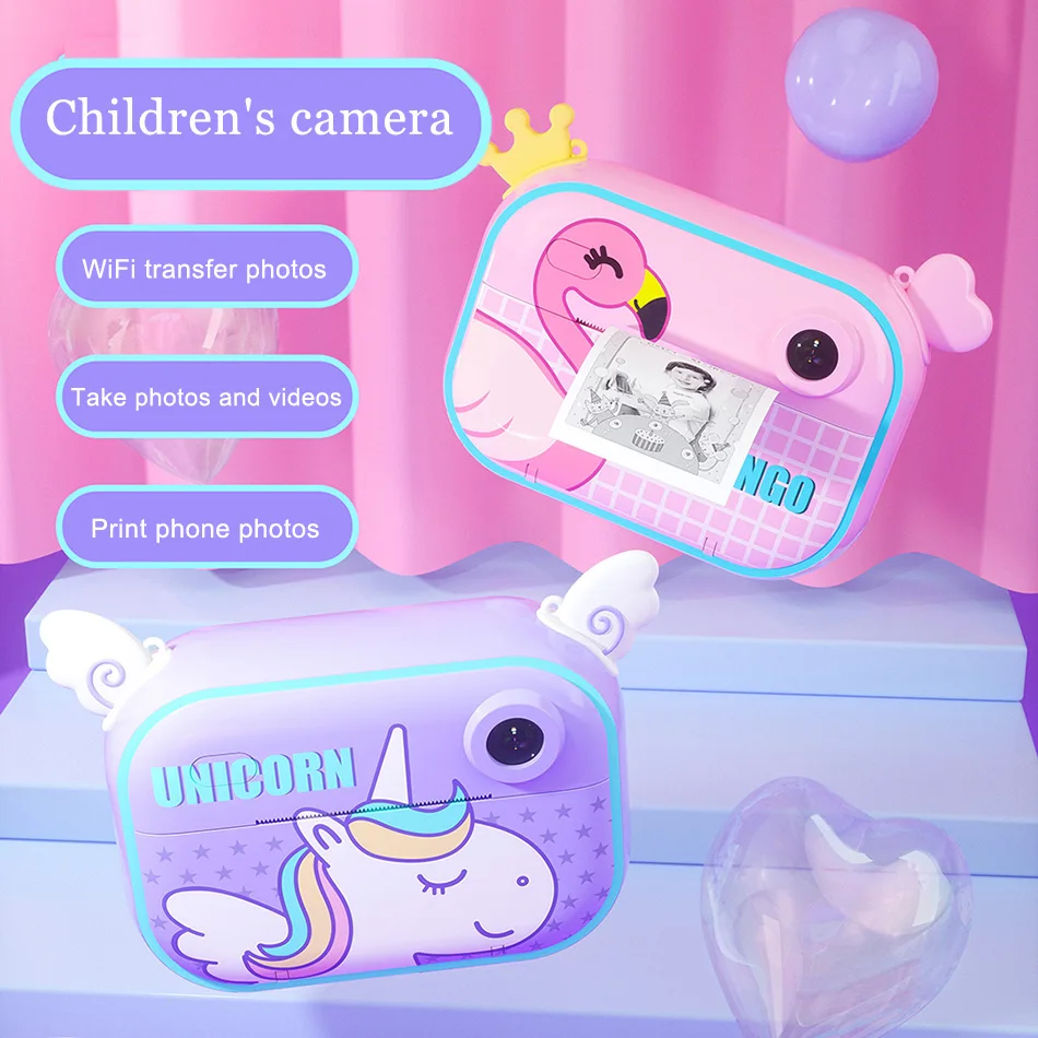 

Kids Video Photo Camera With Print 1080P Children's Instant Print Camera Toys For Kid Girl Birthday Gift Instantane Print Camera