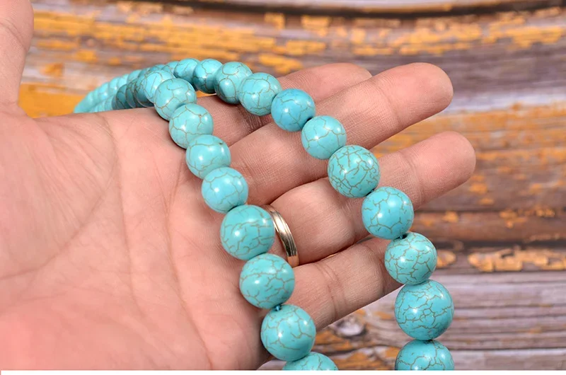 collier turquoise, collier vintage, bijoux ethnique, style bohème, JONecklace, pierre naturelle, alliage de zinc,