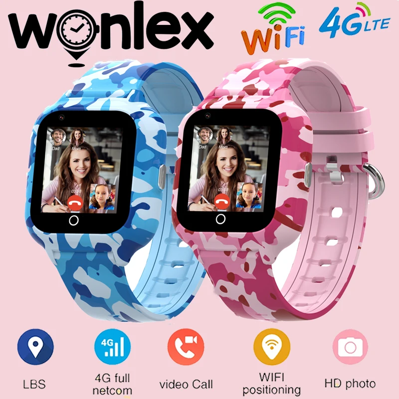 Wonlex 스마트 워치 카메라 장착 어린이 스마트 워치, 4G SOS, GPS 위치 추적기, 영상 통화, 방수, KT22S