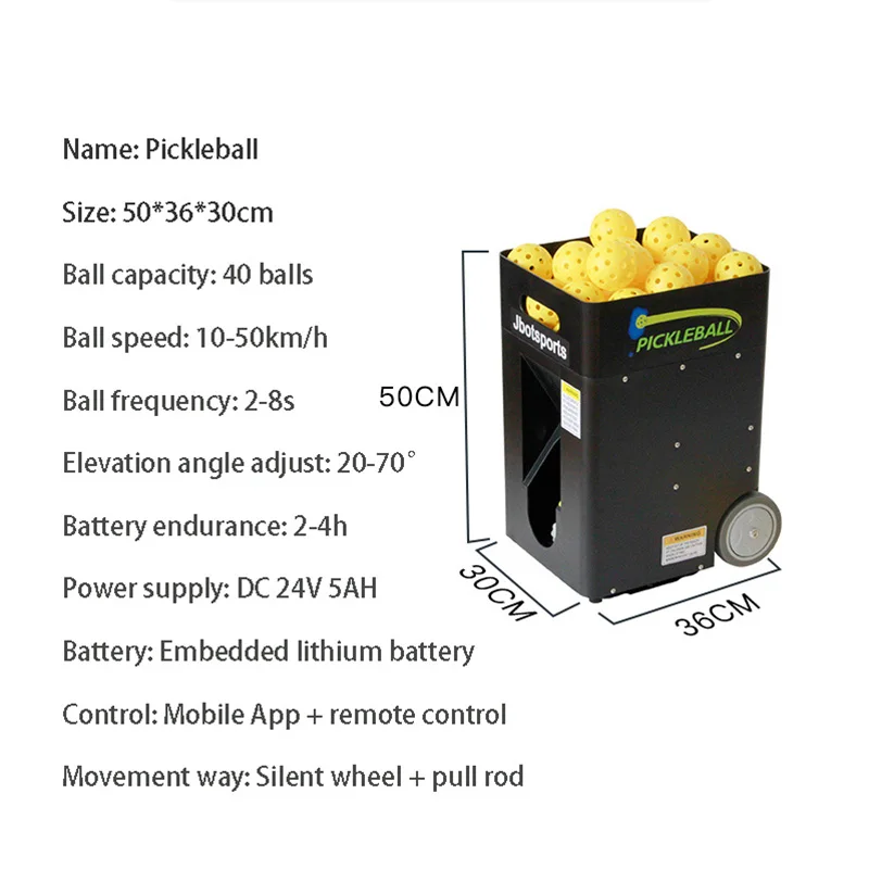 Pickleball Ball Serving Machine Intelligent Left Right Swing Serve Mobile App and Remote Control Beginner Advanced Training Aid