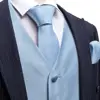 Luxury Sky Blue Vests for Men Silk Solid Wedding Party Waistcoat Tie Set  Formal Suit Male Dress Sleeves Jacket Barry Wang 2