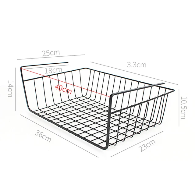 GLDZI Under Shelf Storage Basket Iron Under Shelf Hanging Basket Multi-Purpose Under Shelf Hanging Organizer for Kitchen Office Bathroom, Size: 39, Other