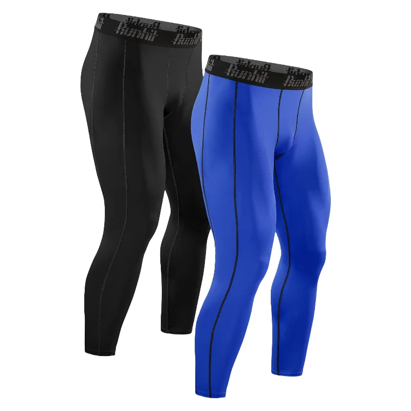 Compression Pants Men's Running Tights Sports Exercise Yoga Gym Leggings Two-pack