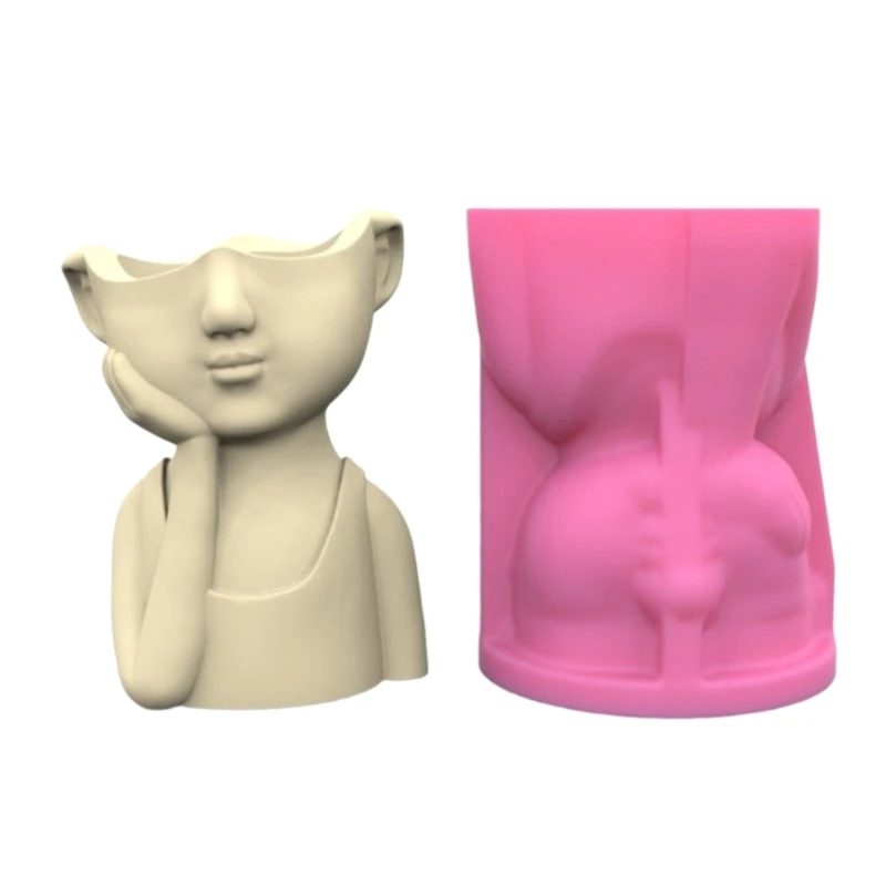 

Boy Pen Holder Silicone Mold Desktop Ornament Succulent Planter Flowerpot Molds Epoxy Resin Mold DIY Plaster Making Tool R3MC