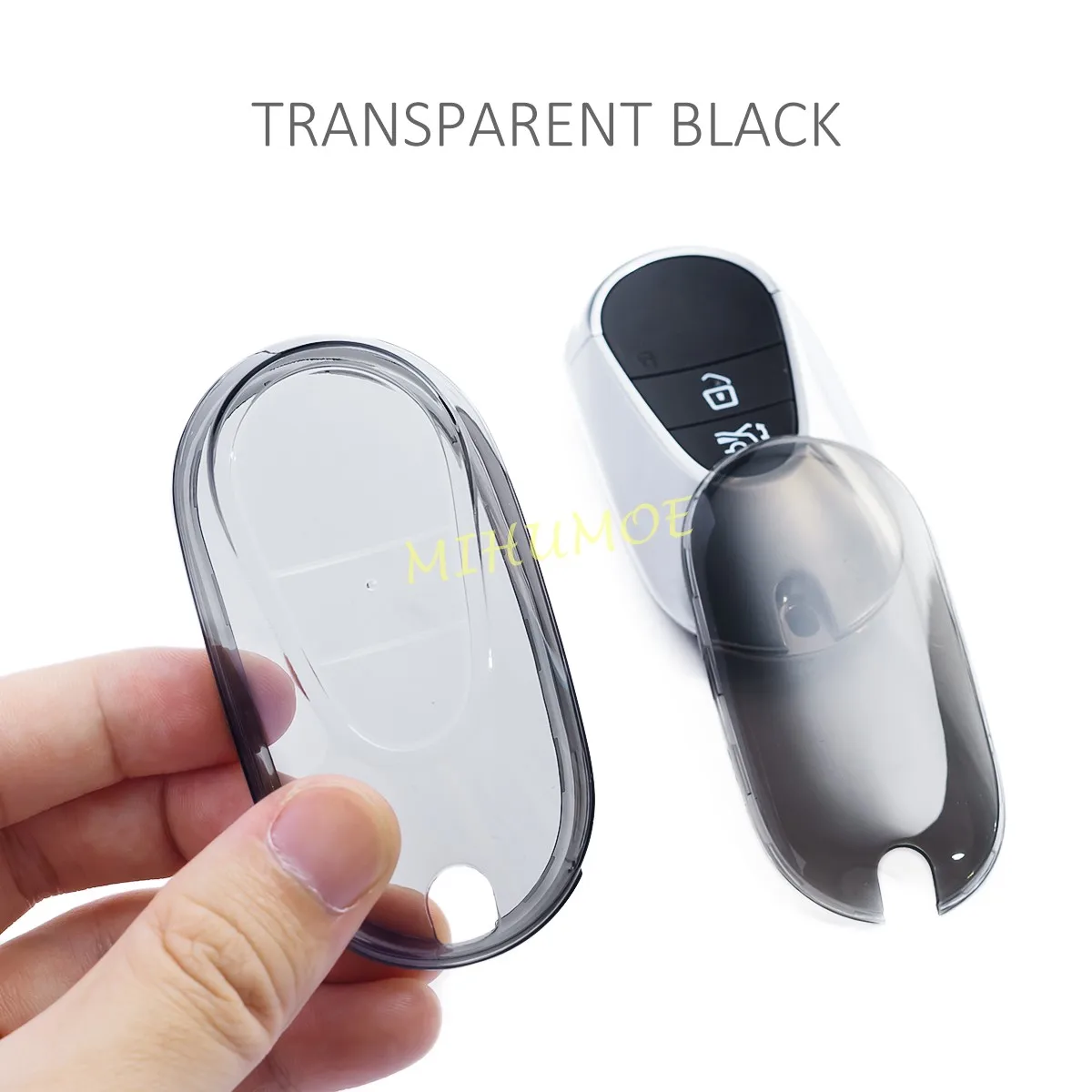 Black Transparent Car Key Fob Case Cover with Keychain Ring