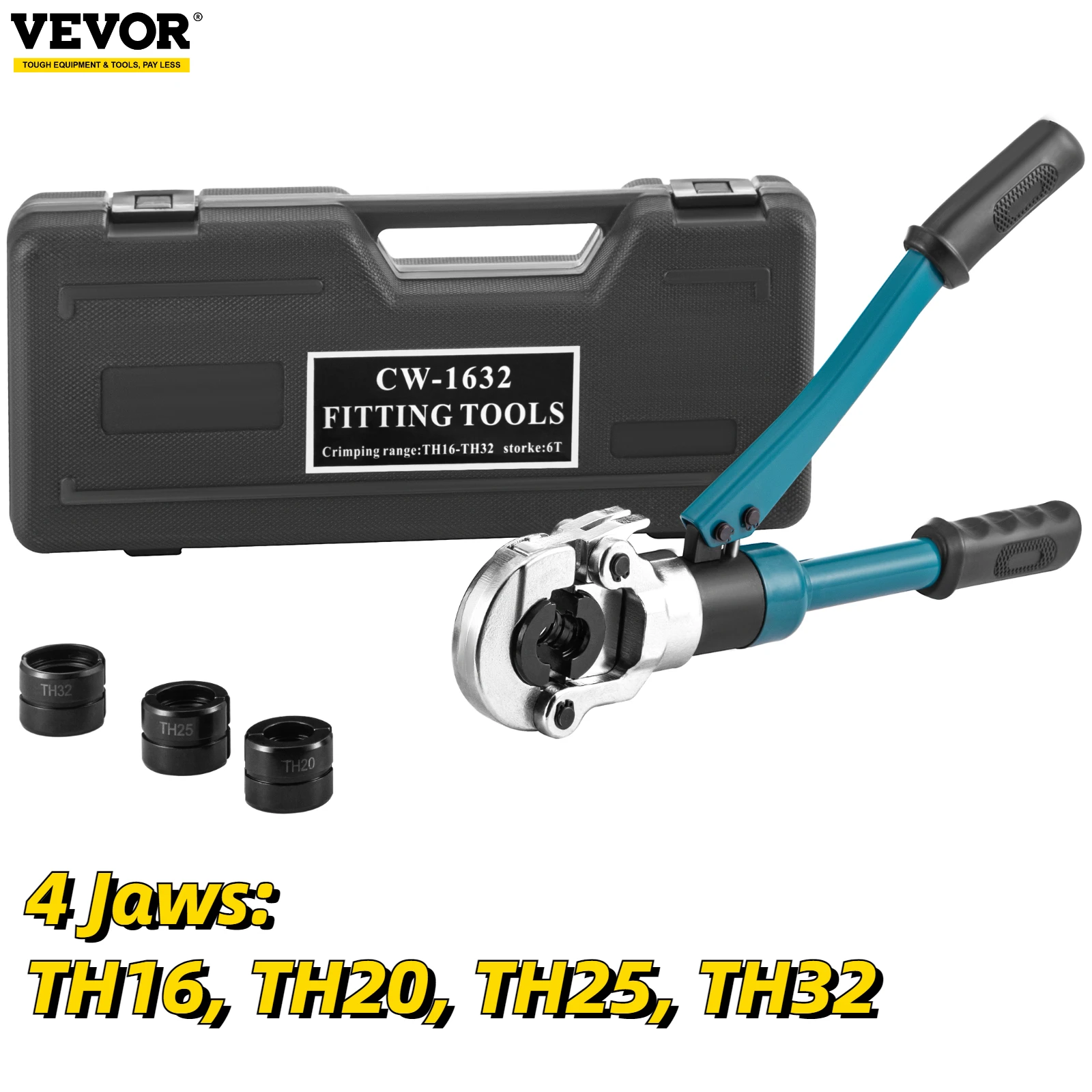 Vevor Integral Hydraulic Pex Pipe Crimping Plier With Th Jaws 1632mm