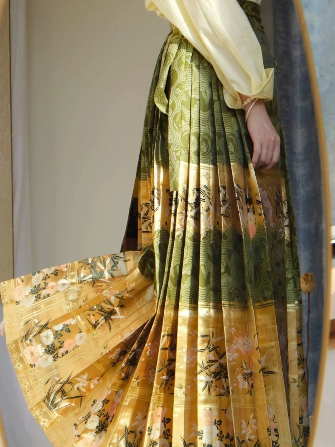 2023 династия Мин ханьфу, плетеная китайская юбка с рисунком лошади, одежда для косплея, Зеленое Длинное Платье