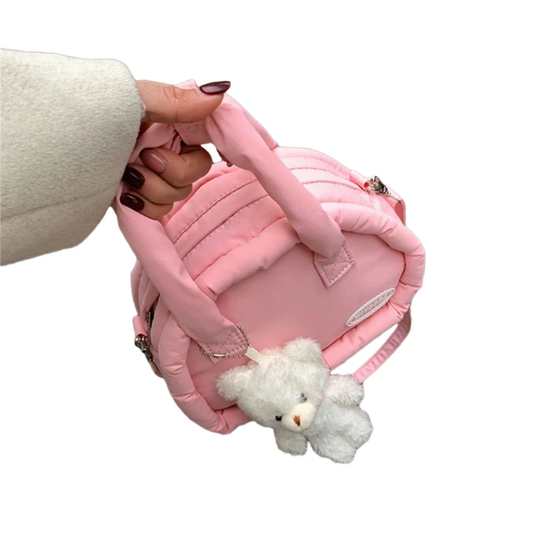 Solid Color Puffer Bag Nylon Crossbody Bag Versatile Fashion Handbag