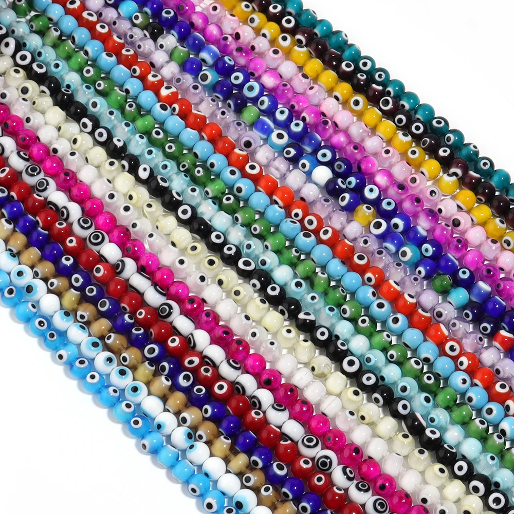 Round Beads Color Glass Eye Beads Spacer for Decoration Making DIY Handmade Crafts Accessories 4mm 6mm 8mm 10mm
